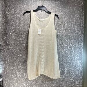 Dalia Women Sweater Tank Top Open Knit Ivory Medium Beach Vacation Preppy NWT